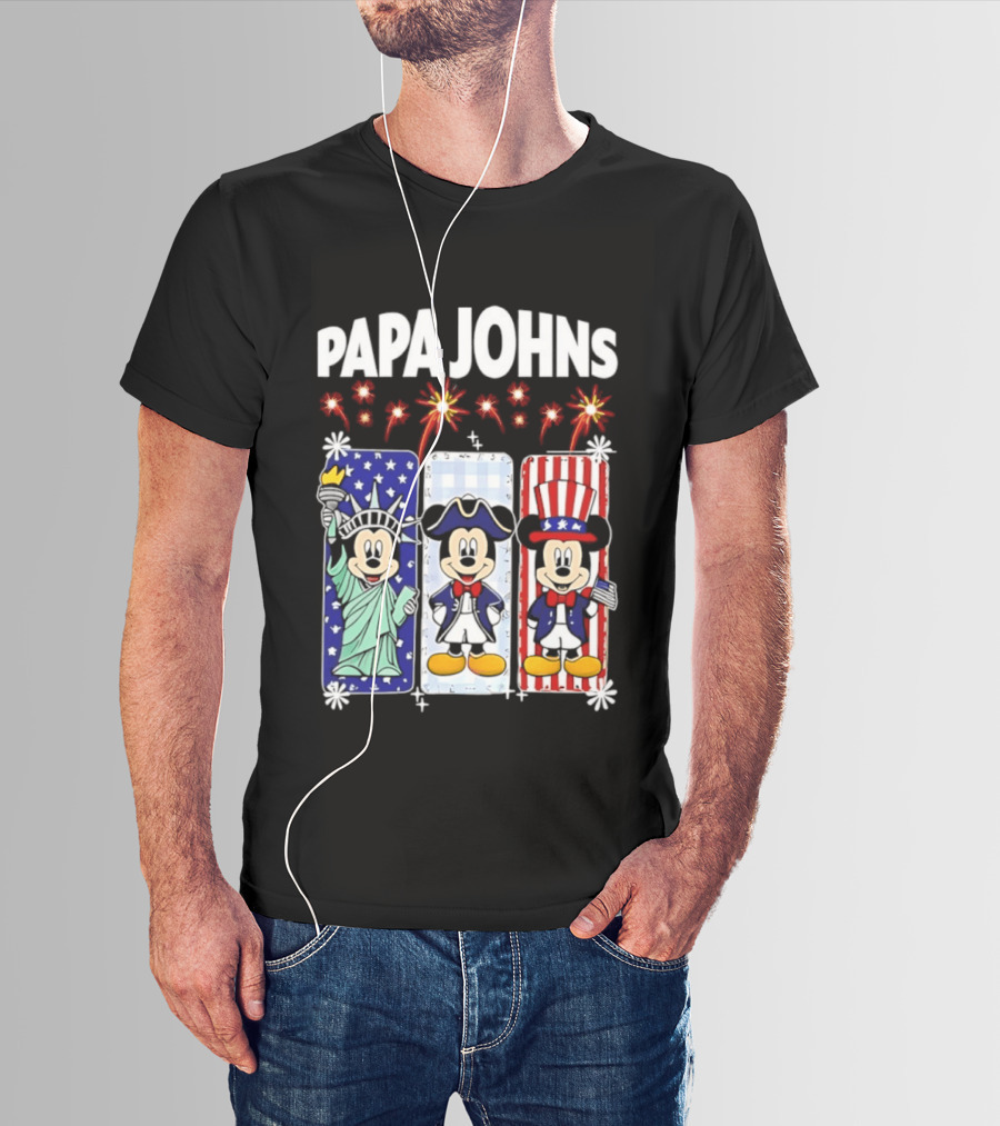Papa Johns Mickey Mouse America 250th Anniversary Celebration T-Shirt