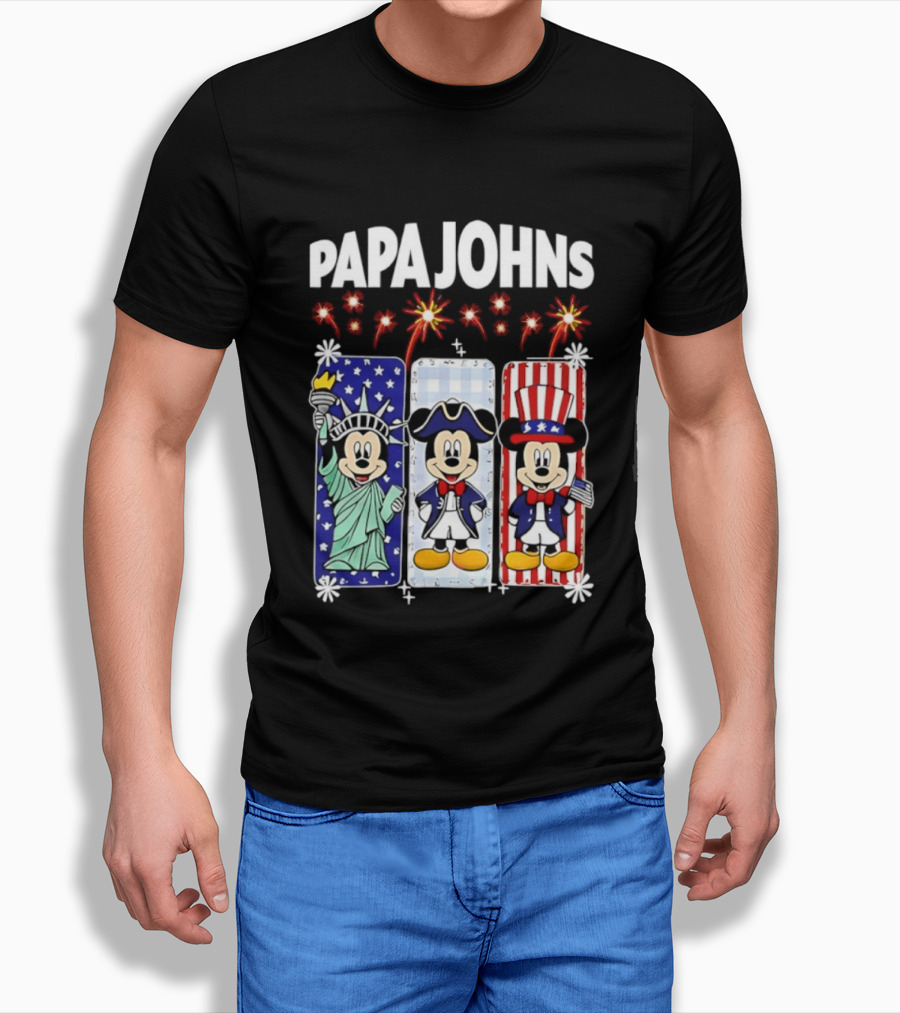 Papa Johns Mickey Mouse America 250th Anniversary Celebration T-Shirt