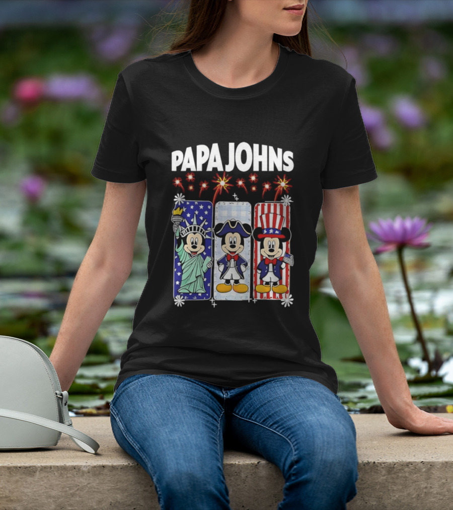 Papa Johns Mickey Mouse America 250th Anniversary Celebration T-Shirt