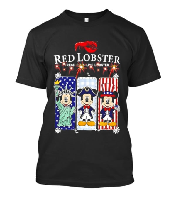 Red Lobster Mickey Mouse America 250th Anniversary Celebration Liberty George Washington Uncle Sam T-Shirt