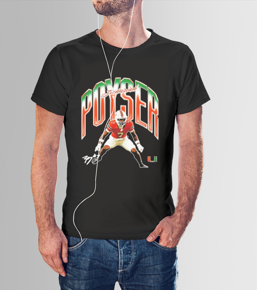 Zechariah Poyser Miami Hurricanes NCAA Football Player 7 UM T-Shirt