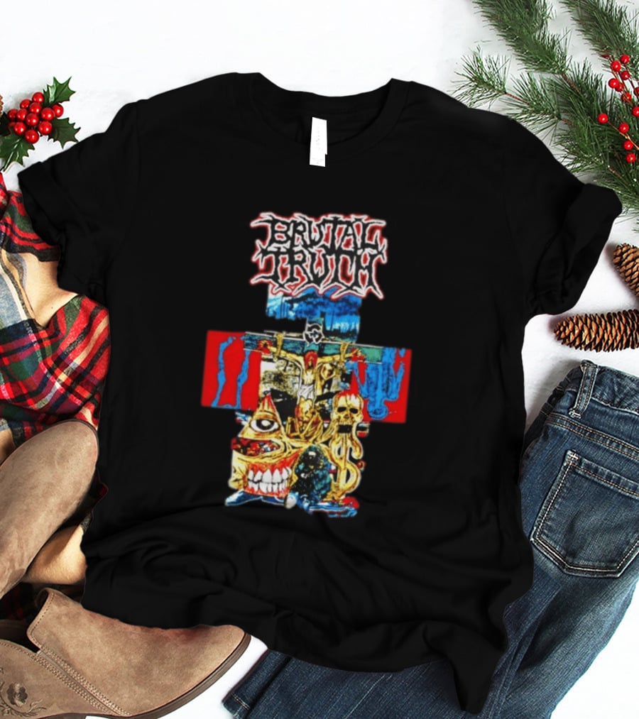 Brutal Truth Crucifix Skull Grindcore Band T-Shirt