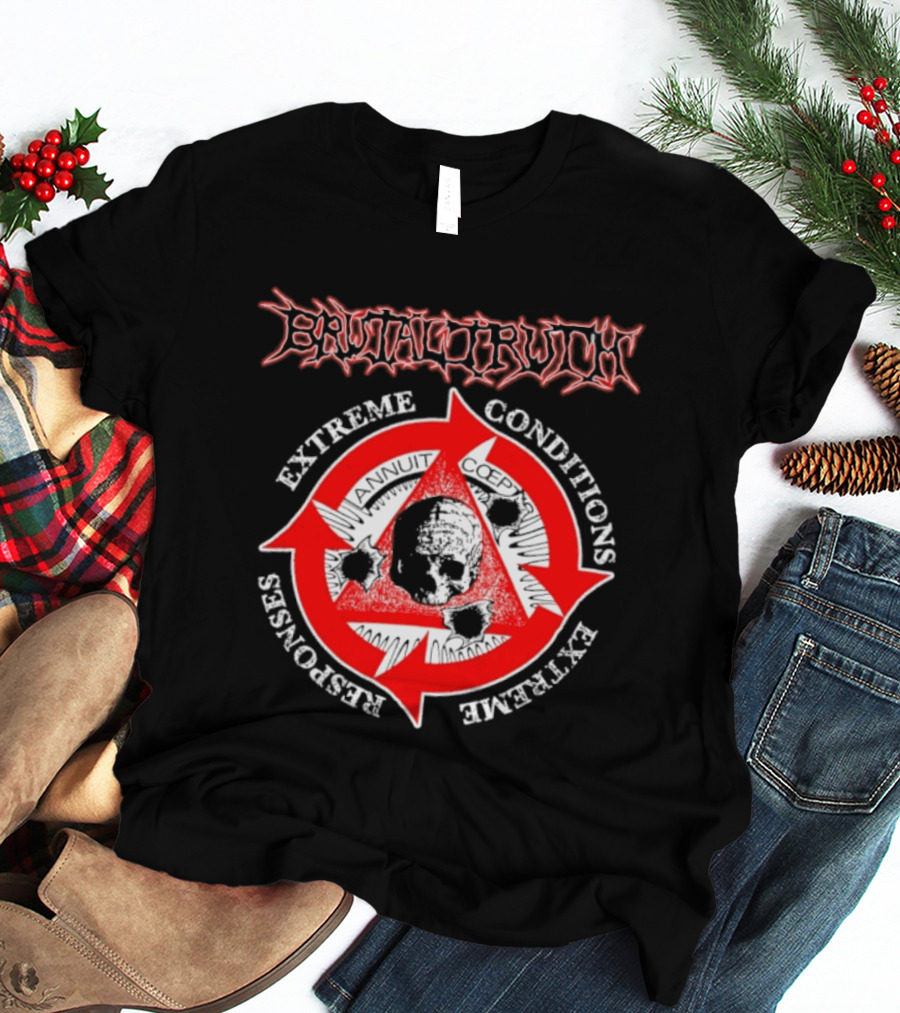 Brutal Truth Extreme Conditions Extreme Responses Skull Triangle Arrows T-Shirt