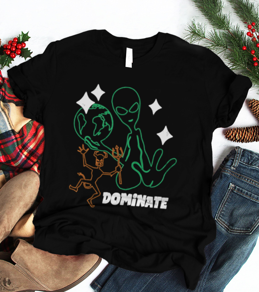 Dominate Alien Devil Earth UFO Stars T-Shirt