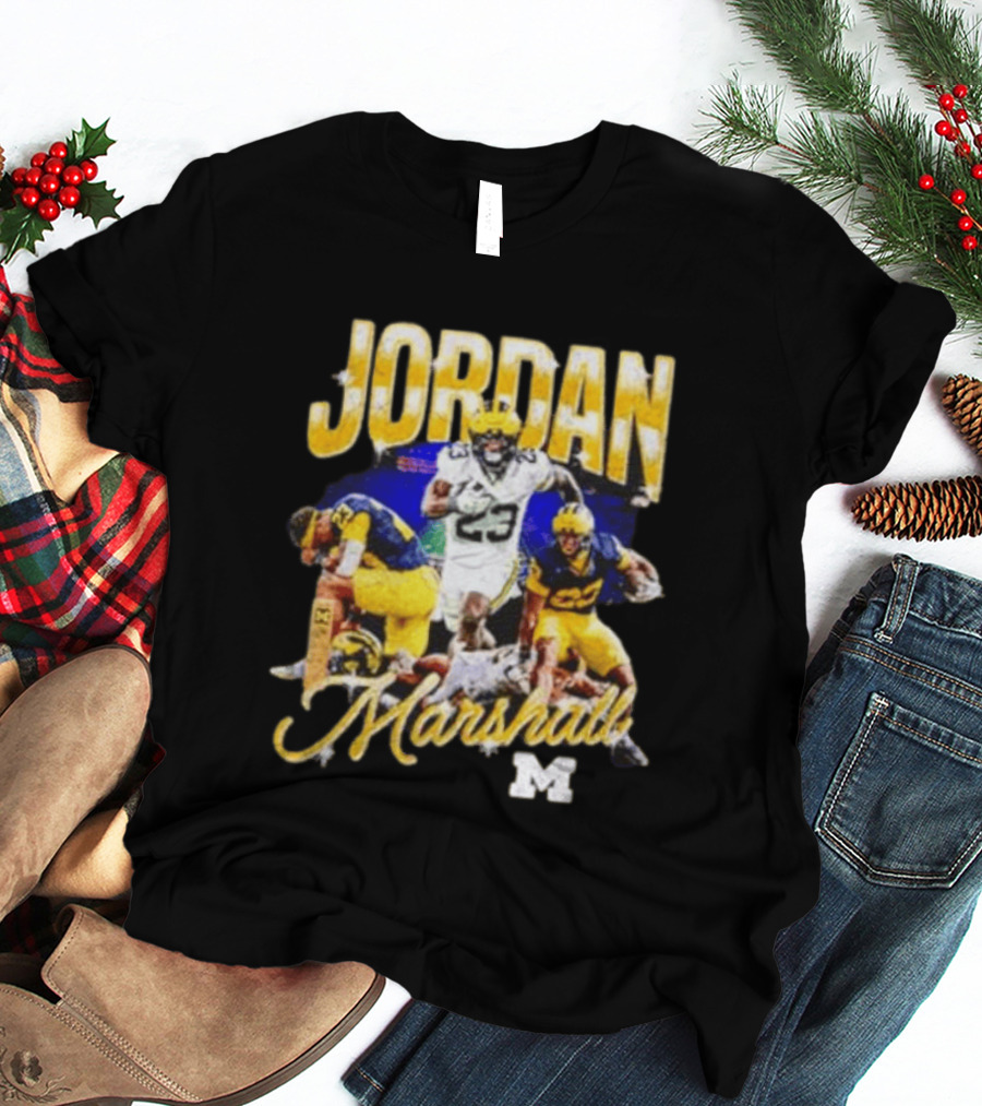 Jordan Marshall Michigan Wolverines 23 Football Collage T-Shirt