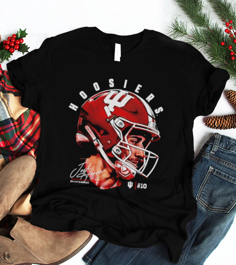 Josh Hoover 10 Indiana Hoosiers Football Helmet And Signature T-Shirt