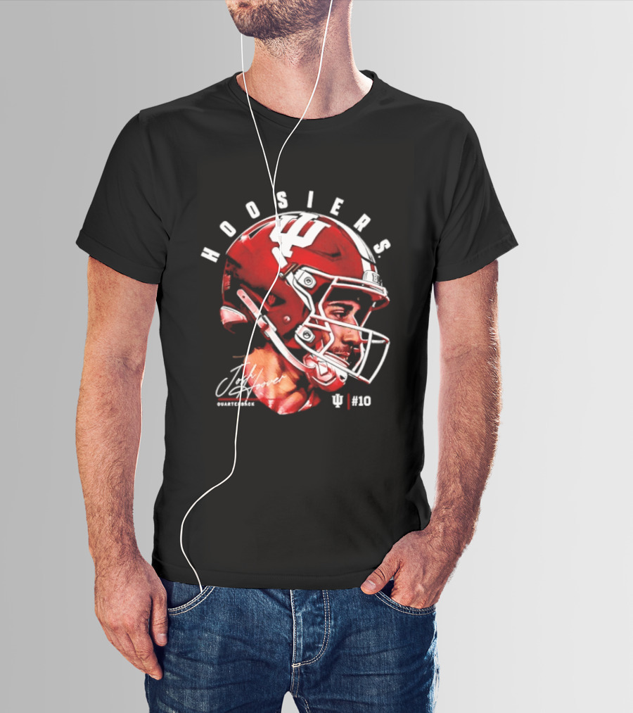 Josh Hoover 10 Indiana Hoosiers Football Helmet And Signature T-Shirt
