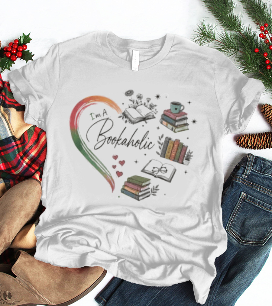Bookaholic Heart With Books And Reading Lover T-Shirt