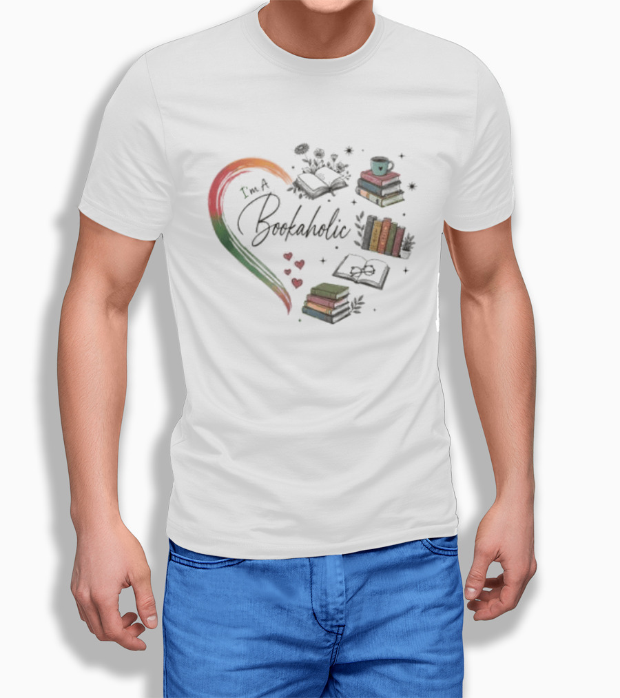 Bookaholic Heart With Books And Reading Lover T-Shirt