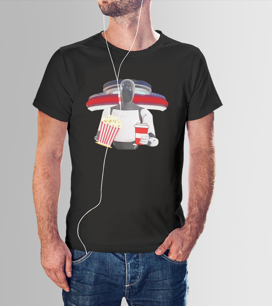 Tesla Robot With Popcorn And Drink At Retro Diner T-Shirt
