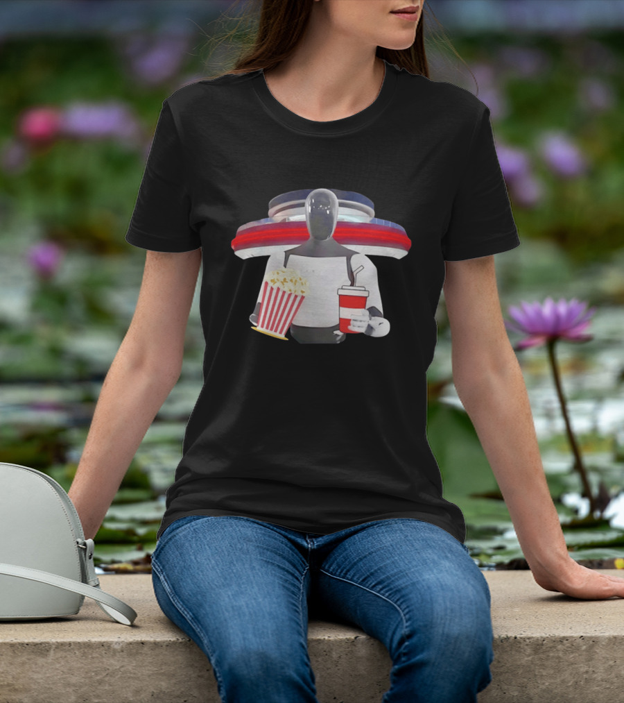 Tesla Robot With Popcorn And Drink At Retro Diner T-Shirt