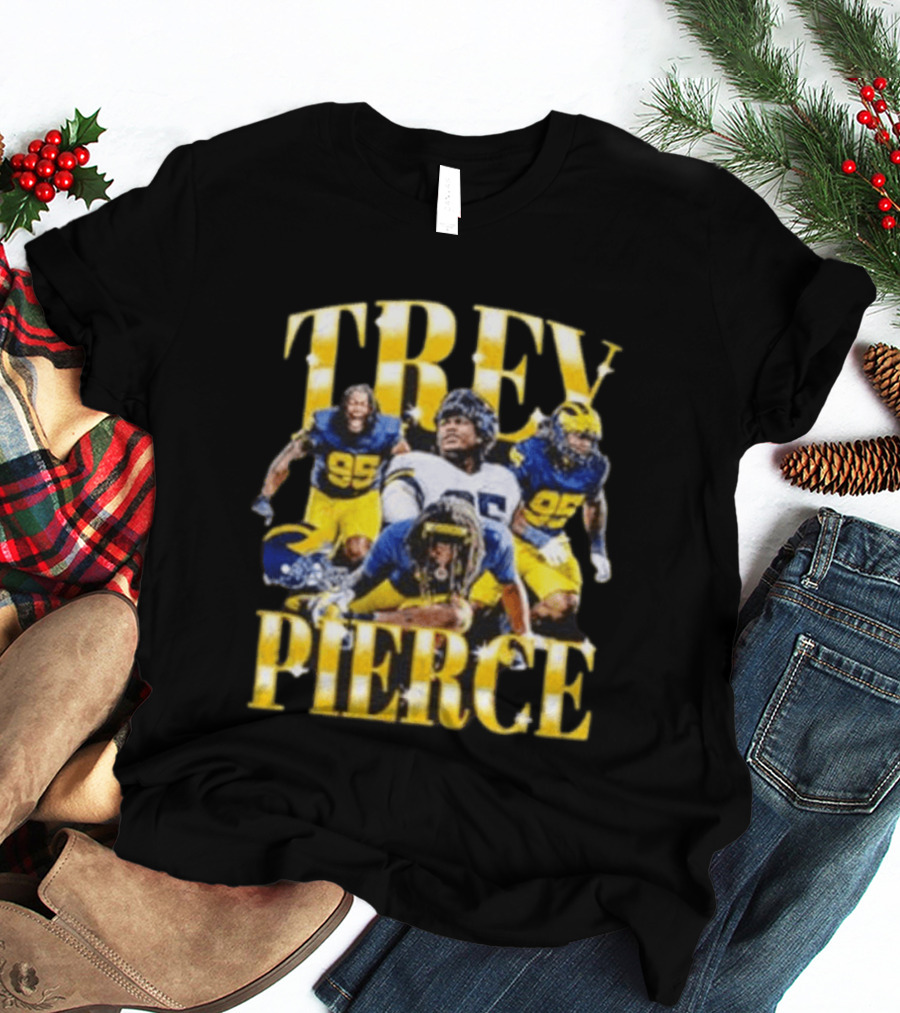 Trey Pierce Michigan Wolverines No 95 Football Collage T-Shirt