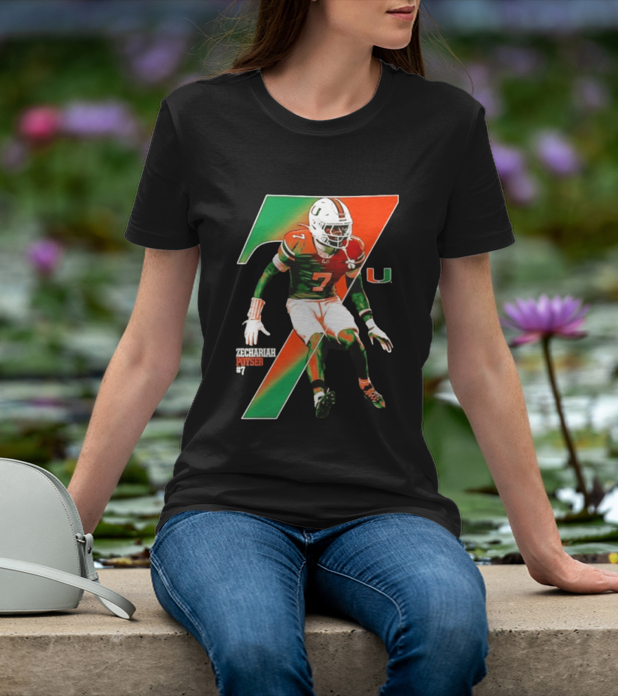 Zechariah Poyser 7 Miami Hurricanes NCAA Football Player T-Shirt