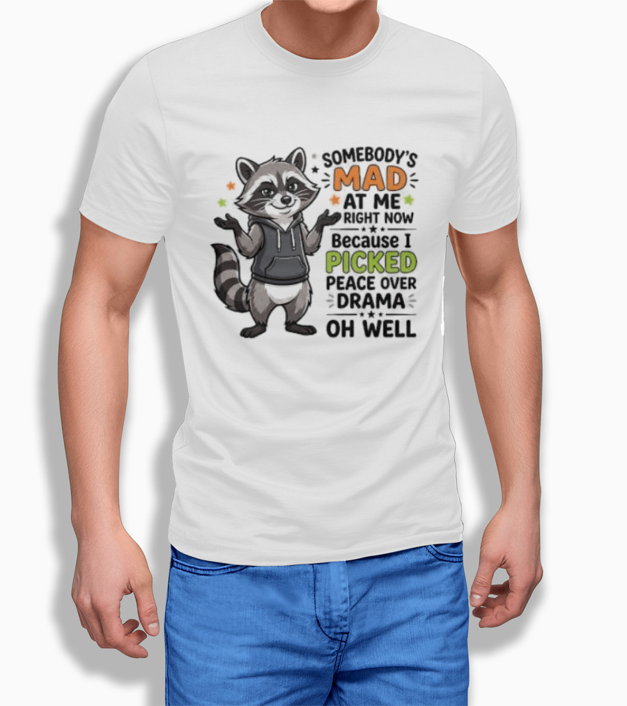 Somebody's Mad At Me Because I Picked Peace Over Drama Raccoon Oh Well T-Shirt