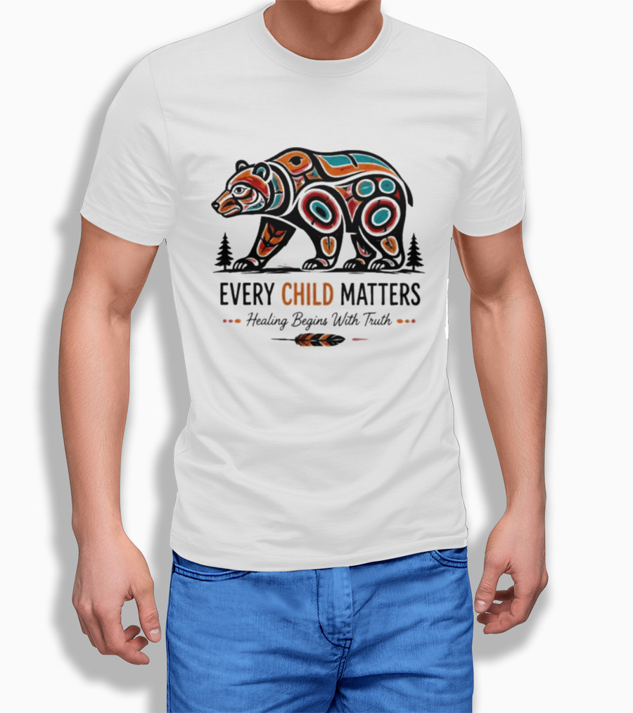 Every Child Matters Bear Healing Begins With Truth Indigenous T-Shirt