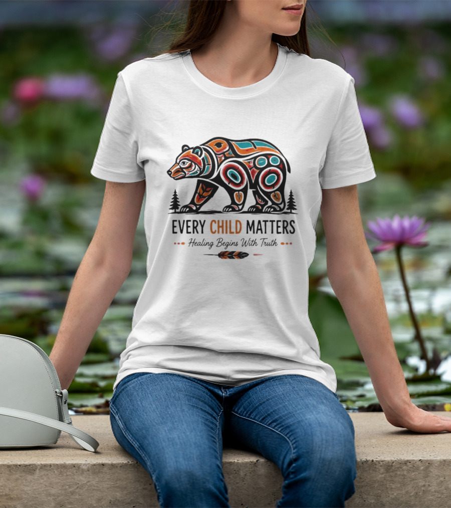 Every Child Matters Bear Healing Begins With Truth Indigenous T-Shirt