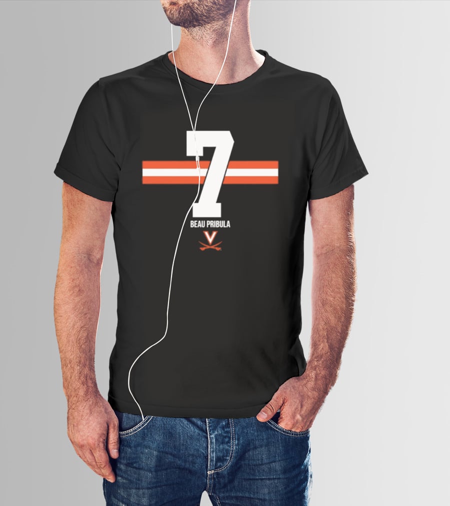 Beau Pribula 7 Virginia Cavaliers NCAA Football Number Seven T-Shirt