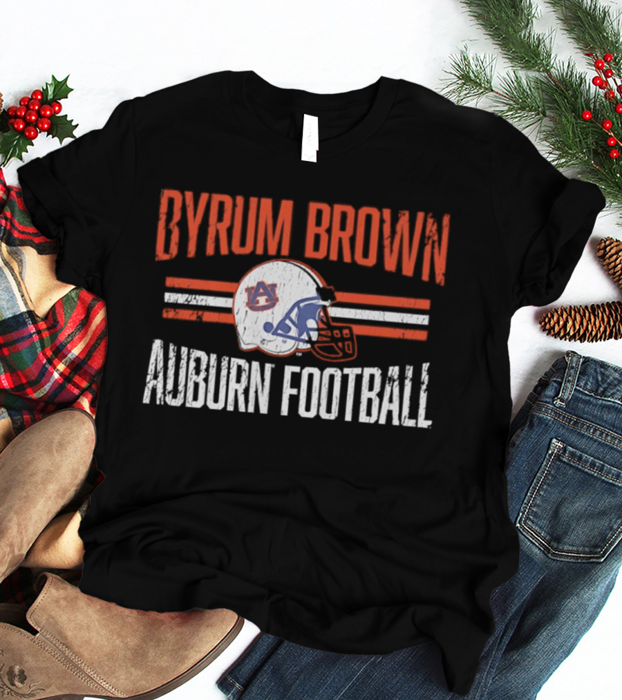 Byrum Brown Auburn Football NCAA Tigers Helmet Hero T-Shirt