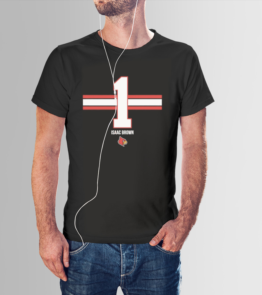 Isaac Brown 1 Louisville Cardinals NCAA Football Number T-Shirt