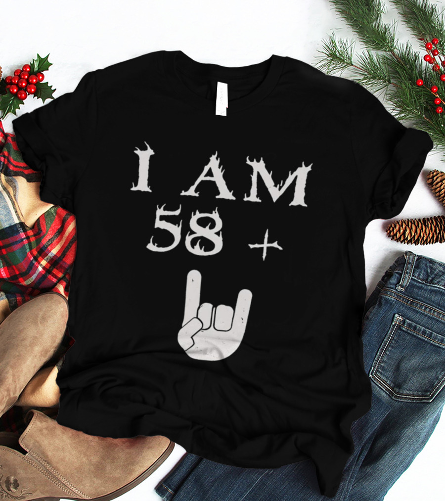 I Am 58 Plus Rock Hand Gesture T-Shirt