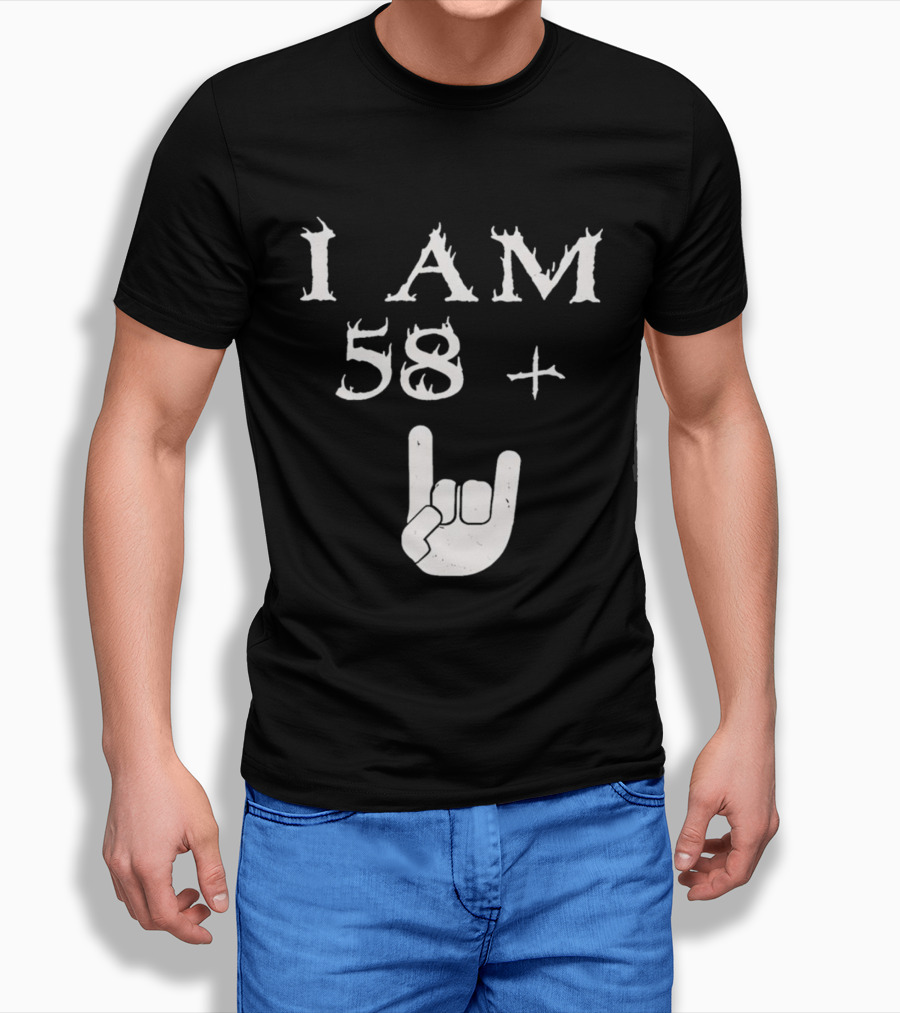 I Am 58 Plus Rock Hand Gesture T-Shirt