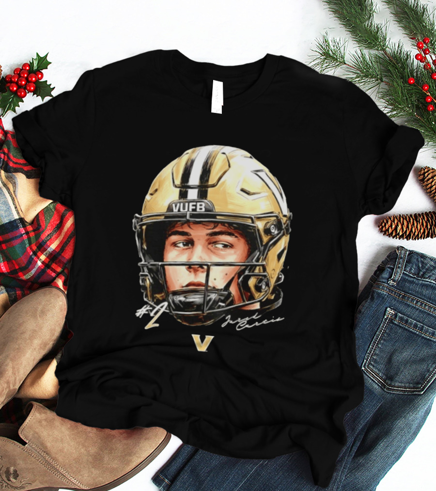 Jared Curtis 2 VUFB Vanderbilt Football Helmet T-Shirt