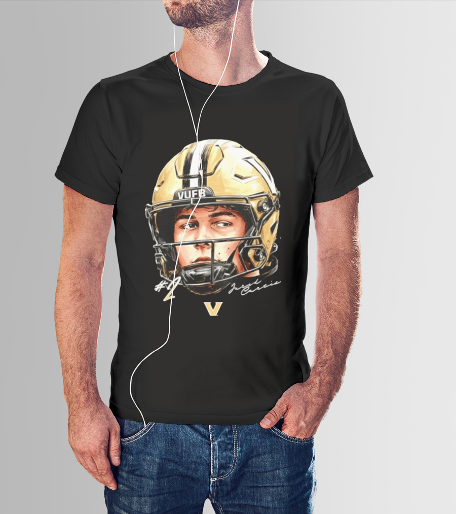 Jared Curtis 2 VUFB Vanderbilt Football Helmet T-Shirt