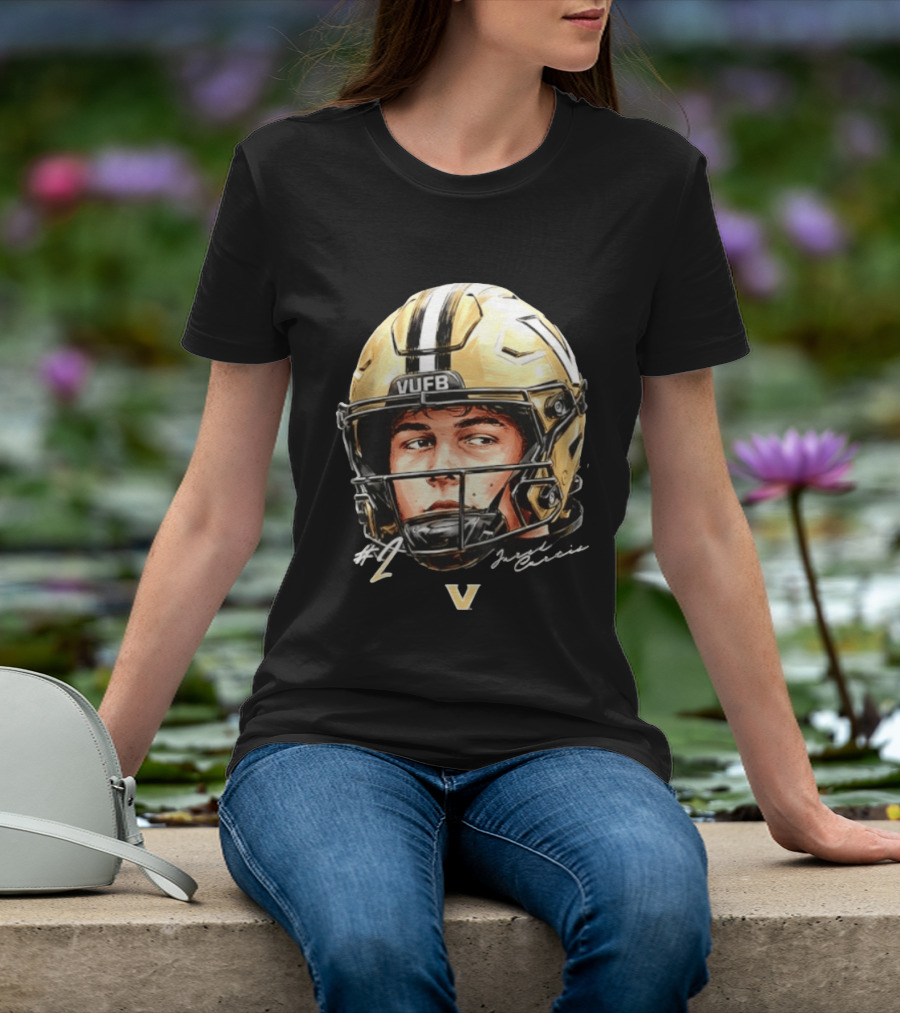 Jared Curtis 2 VUFB Vanderbilt Football Helmet T-Shirt