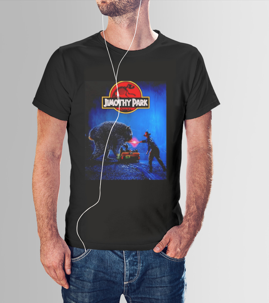 Jimothy Park Dinosaur Adventure Lampoon With Bear Scene T-Shirt