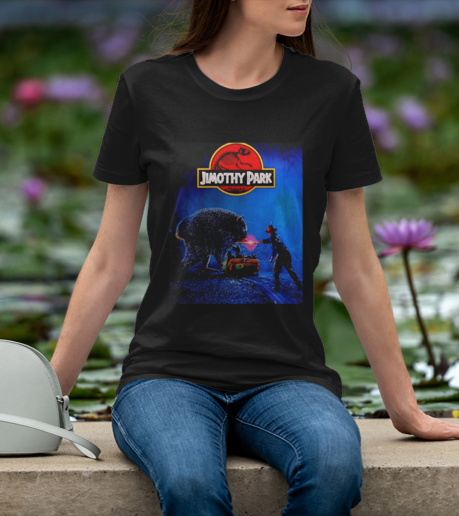 Jimothy Park Dinosaur Adventure Lampoon With Bear Scene T-Shirt