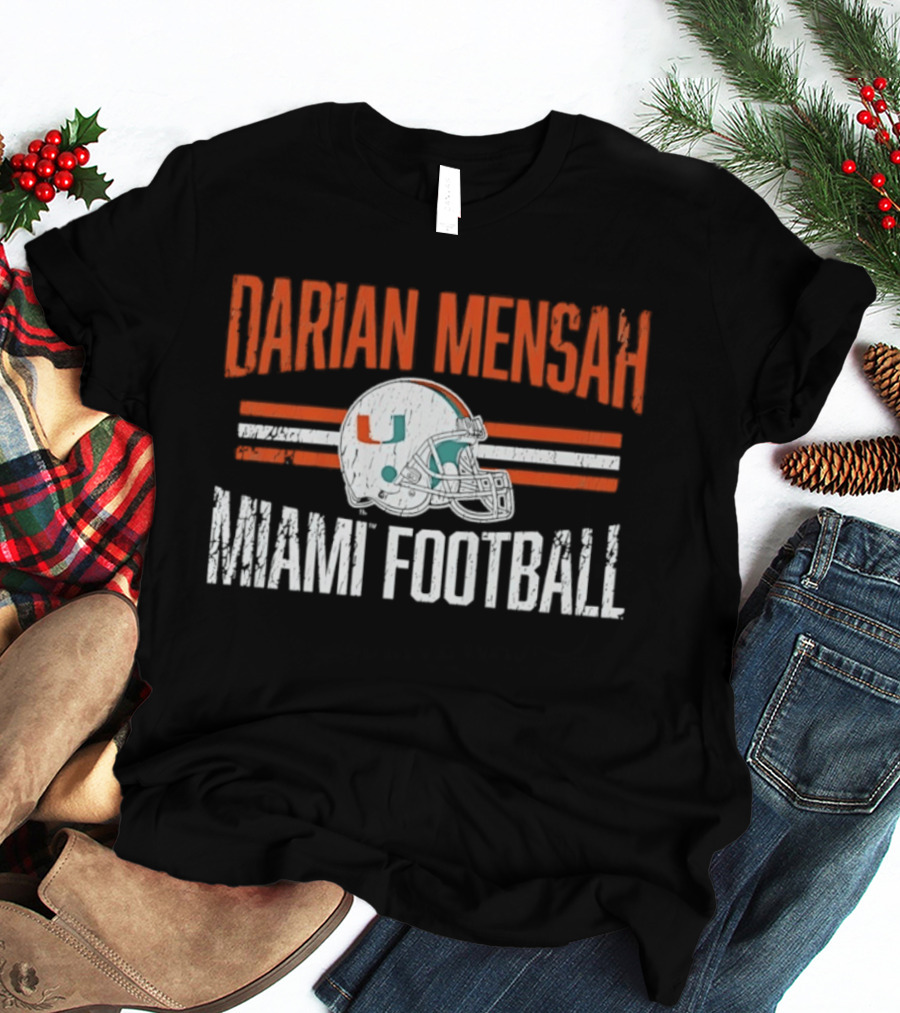 Darian Mensah Miami Football NCAA Hurricanes Helmet Hero T-Shirt
