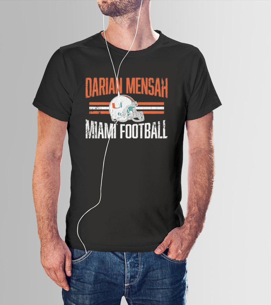 Darian Mensah Miami Football NCAA Hurricanes Helmet Hero T-Shirt