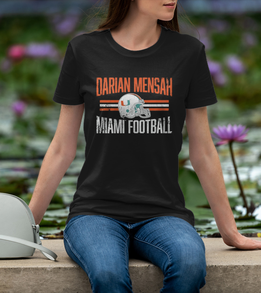 Darian Mensah Miami Football NCAA Hurricanes Helmet Hero T-Shirt