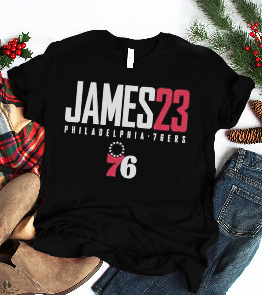 LeBron James 23 Philadelphia 76ers Distressed NBA Jersey T-Shirt