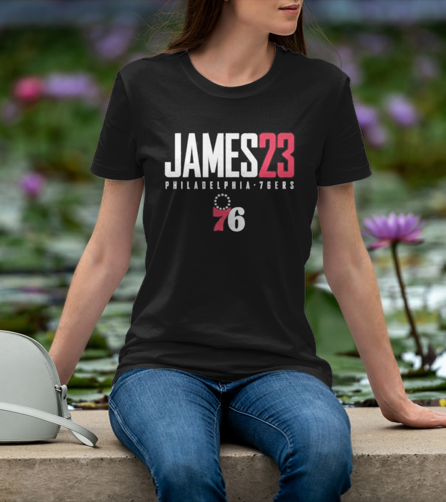 LeBron James 23 Philadelphia 76ers Distressed NBA Jersey T-Shirt
