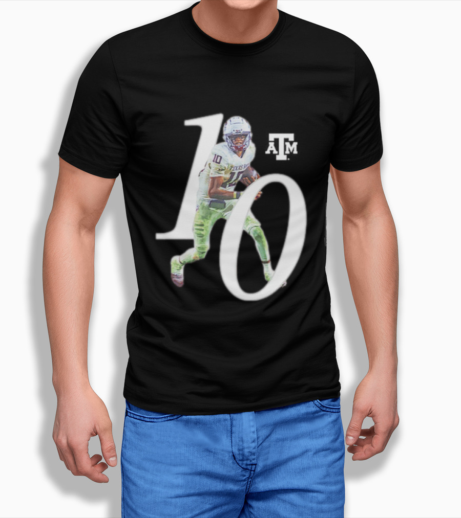 Texas A&M Aggies Marcel Reed 10 Football Player Action Pose T-Shirt