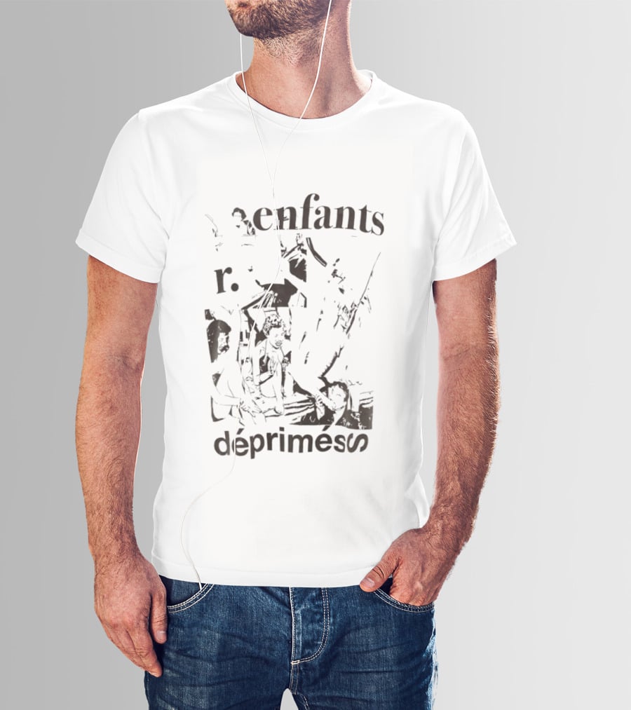 Enfants R Deprimes Monochrome Sketch Print T-Shirt