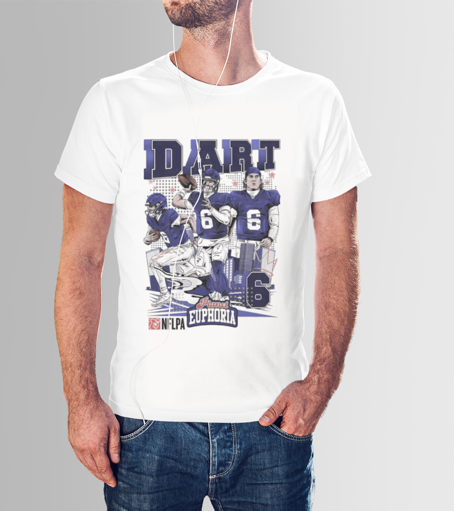 Jaxson Dart #6 New York Giants Football Comic Superpower Quarterback T-Shirt
