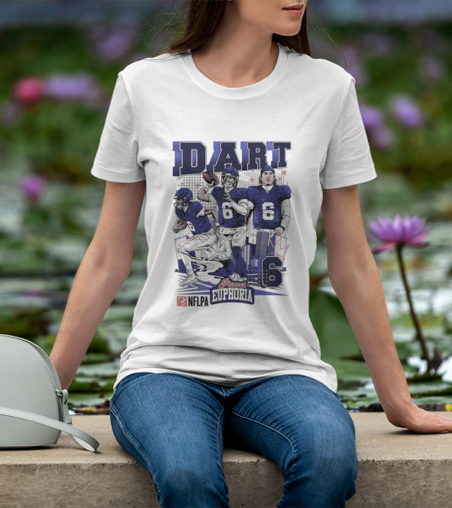 Jaxson Dart #6 New York Giants Football Comic Superpower Quarterback T-Shirt
