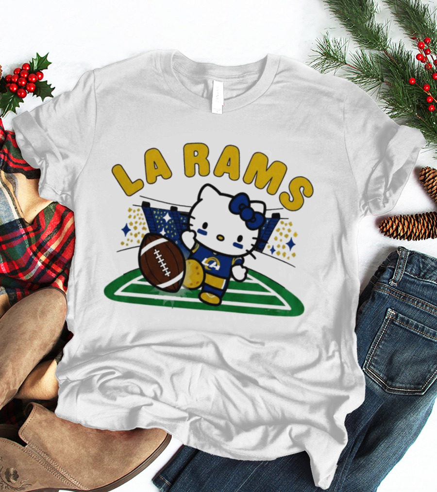 LA Rams Hello Kitty Football Kicking Stadium Scene T-Shirt