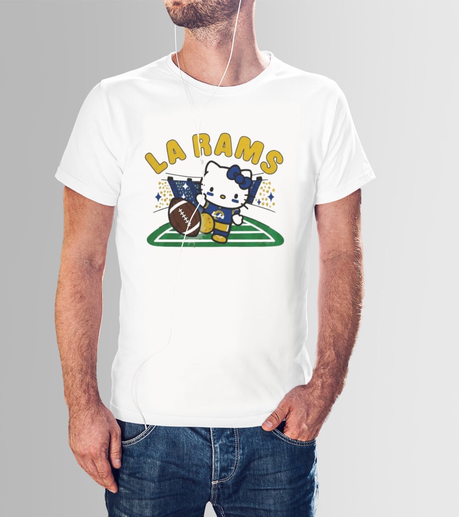 LA Rams Hello Kitty Football Kicking Stadium Scene T-Shirt