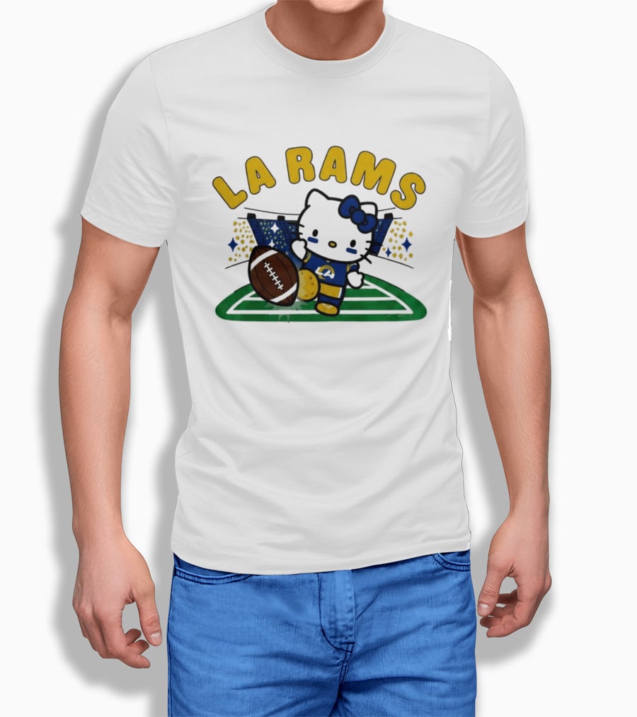 LA Rams Hello Kitty Football Kicking Stadium Scene T-Shirt