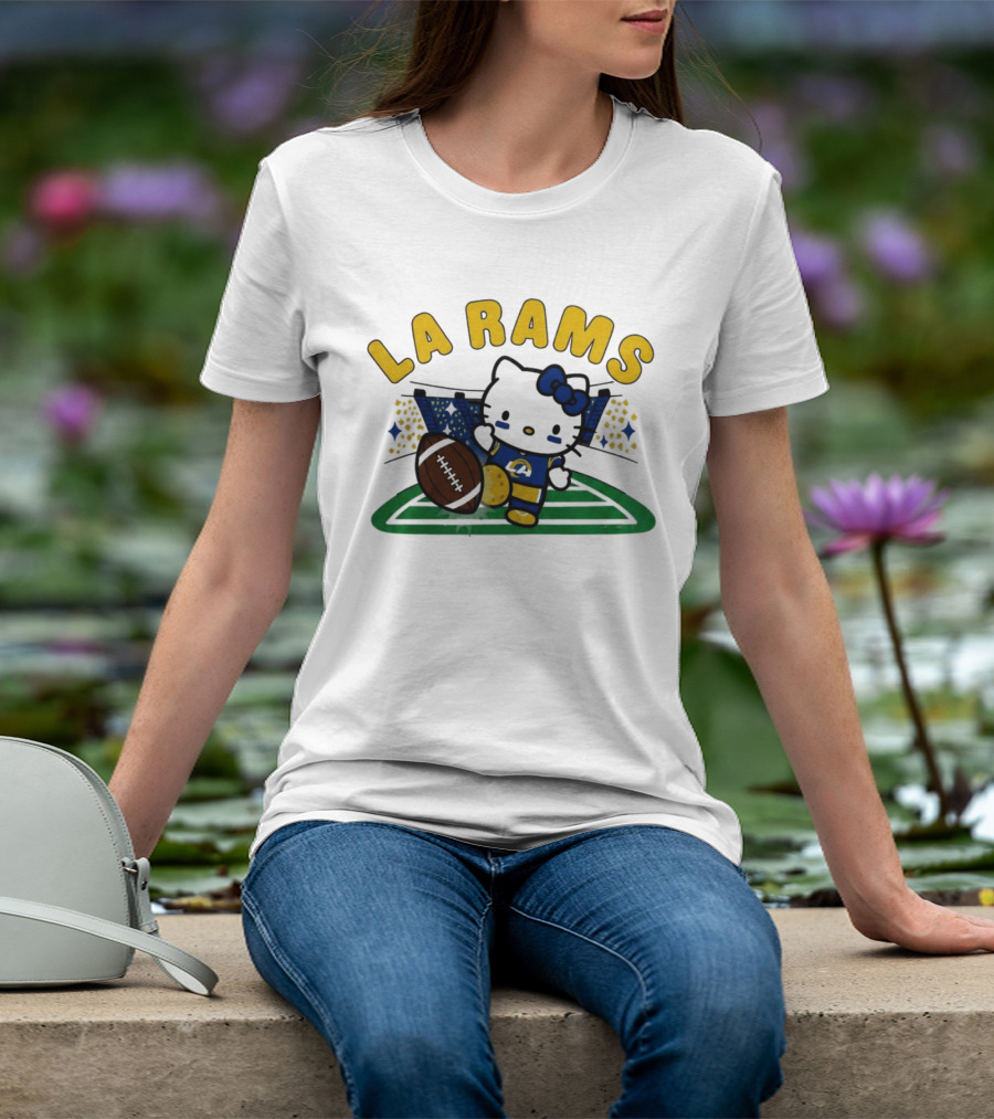 LA Rams Hello Kitty Football Kicking Stadium Scene T-Shirt
