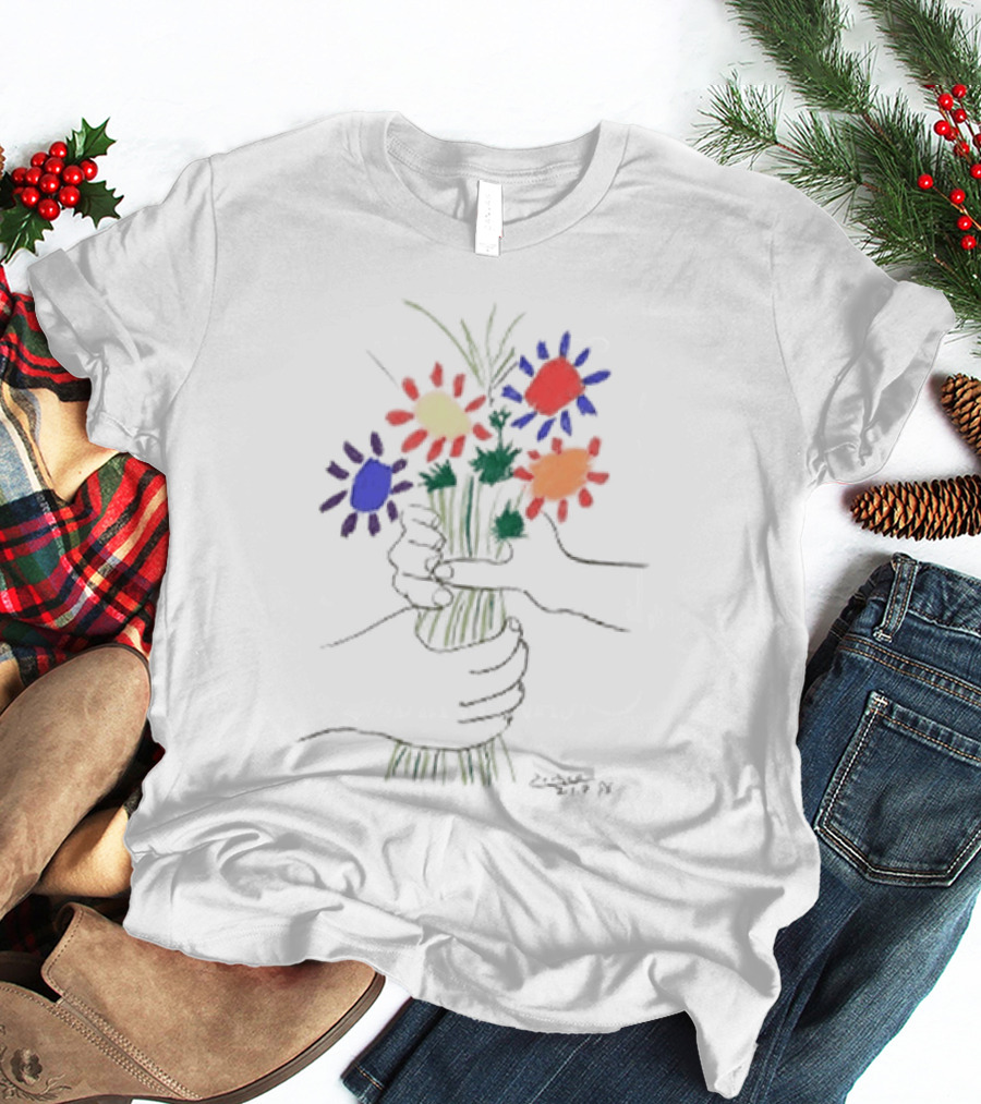 PEACE FOR ALL Uniqlo Tom Mayo Woodman Pablo Picasso Flower T-Shirt