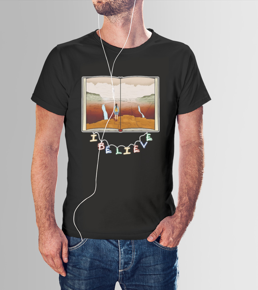 I Believe Open Book Landscape Journey Adventure T-Shirt