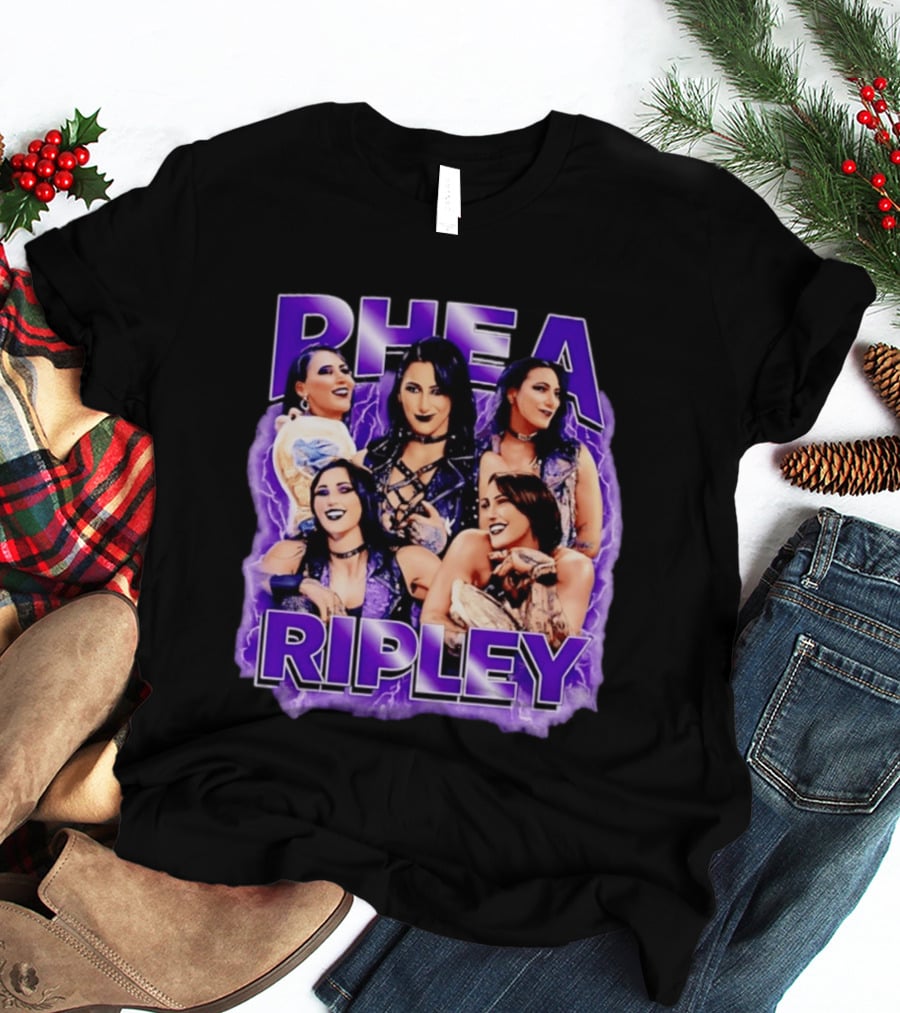 Rhea Ripley Iconic WrestleMania Moments Collage T-Shirt