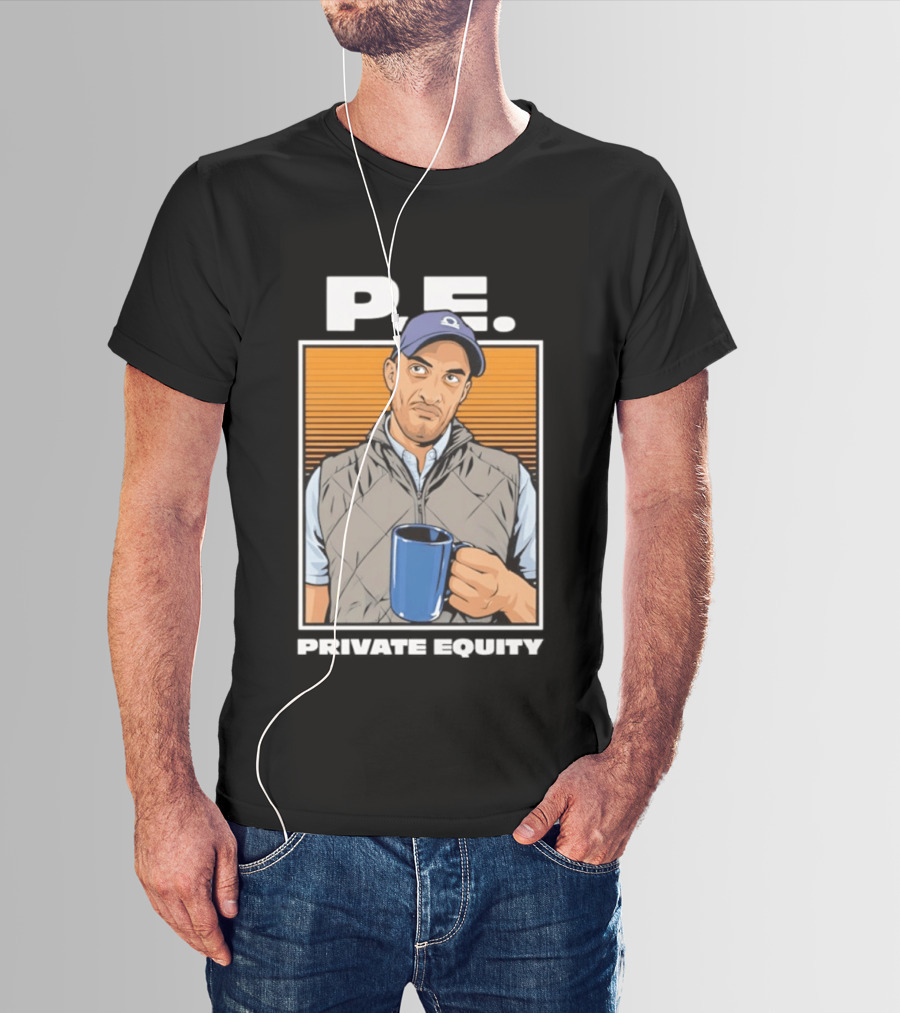 P.E. Guy Holding Coffee In Vest And Cap T-Shirt