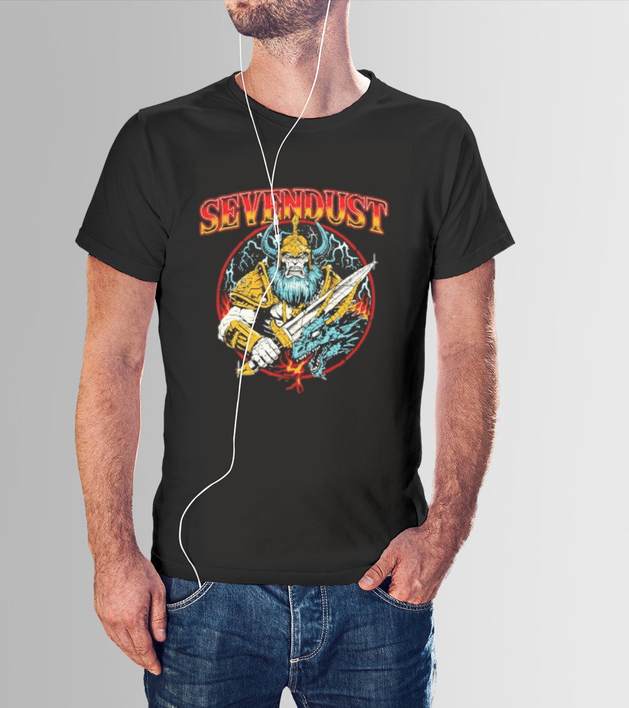 Sevendust Viking Warrior Dragon Battle Axe Power T-Shirt