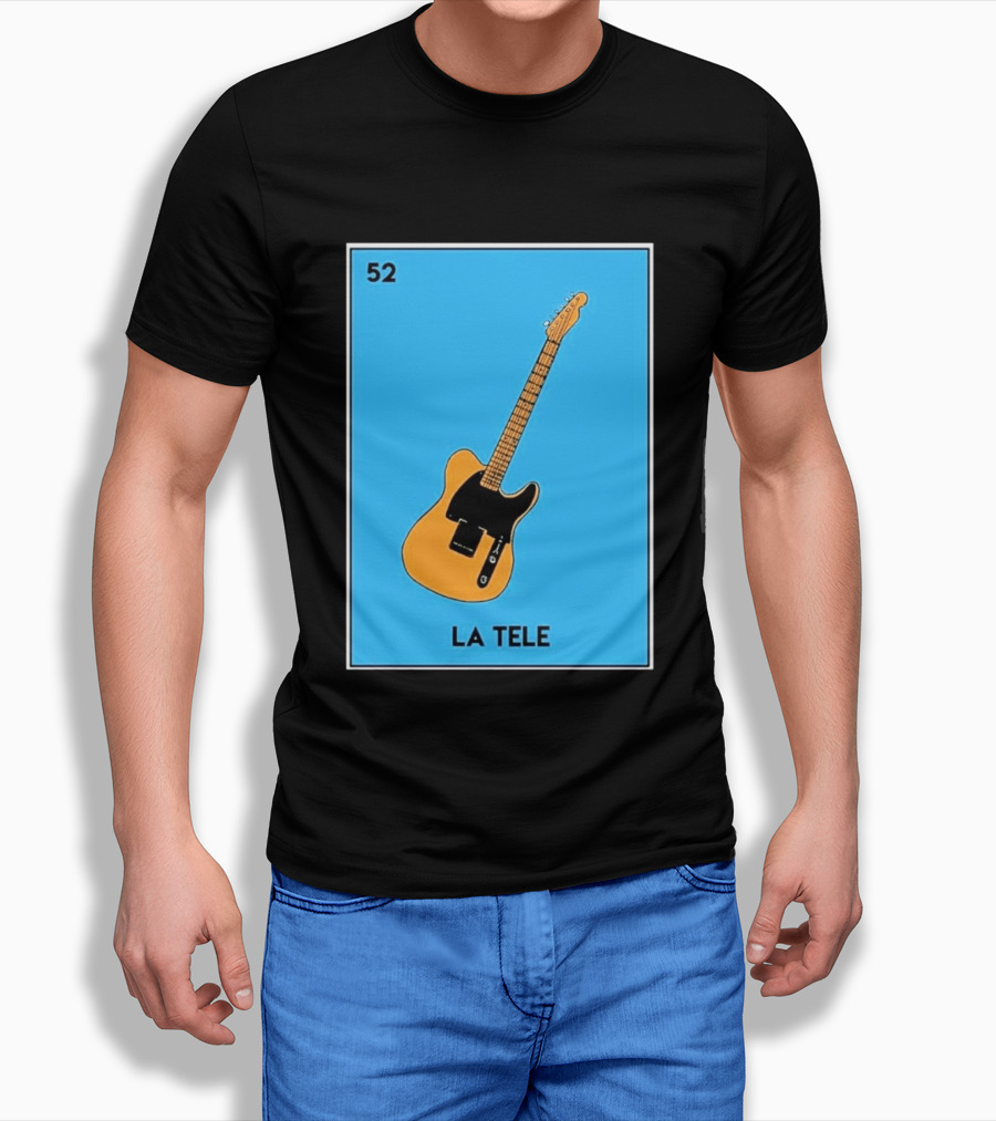Jeff Garlin La Tele 52 Guitar Image With Number On Blue T-Shirt