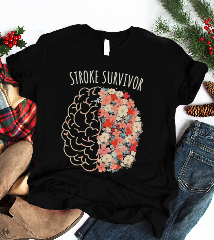 Stroke Survivor Brain With Floral T-Shirt